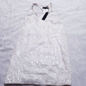 Elise Overland White Sequin Shift Mini Dress